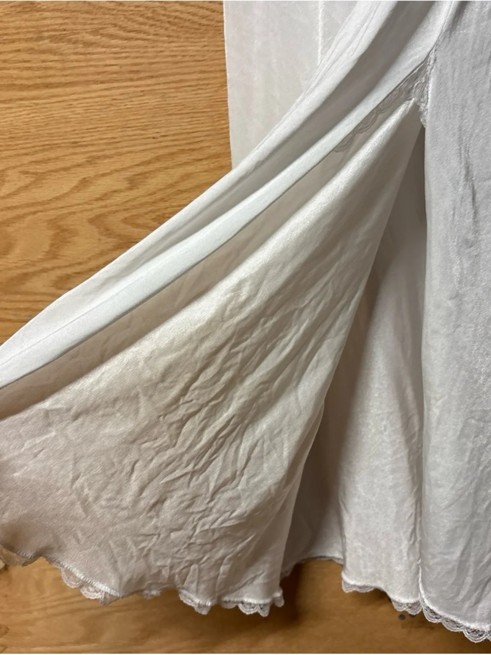 Classic Vintage White Slip Skirt With Lace Trim